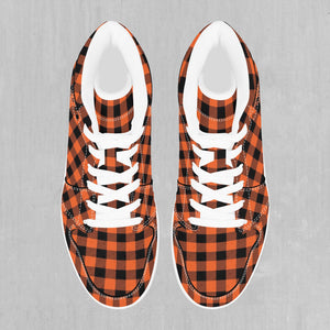 Orange Checkered Plaid High Top Sneakers