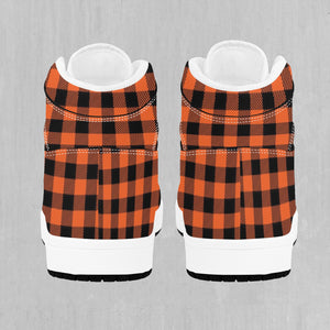 Orange Checkered Plaid High Top Sneakers