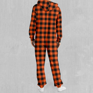 Orange Checkered Plaid Jumpsuit