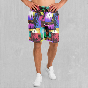 Paradise Collage Shorts - Festival Clothing, Rave Outfits, EDM Gear