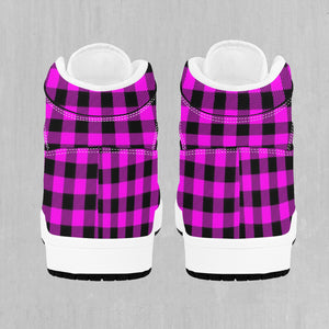 Pink Checkered Plaid High Top Sneakers