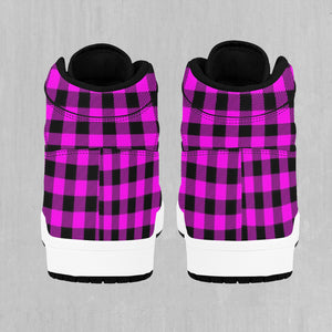 Pink Checkered Plaid High Top Sneakers