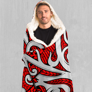 Polynesian Warrior Hooded Blanket - EDM Rave Clothing Festival Clothing Psychedelic Clothing