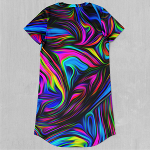 Psychedelic Waves T-Shirt Dress