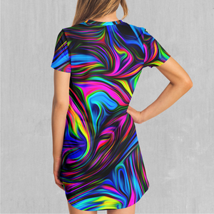 Psychedelic Waves T-Shirt Dress