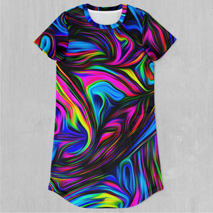 Psychedelic Waves T-Shirt Dress