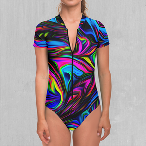 Psychedelic Waves Short Sleeve Bodysuit