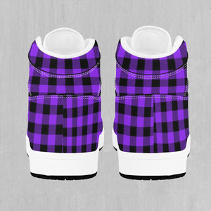 Purple Checkered Plaid High Top Sneakers