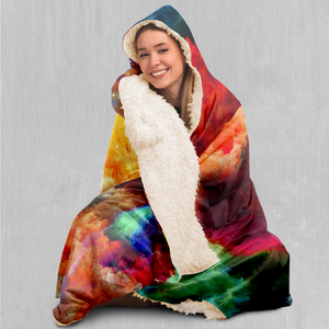 Rainbow Galaxy Hooded Blanket - EDM Rave Clothing Festival Clothing Psychedelic Clothing