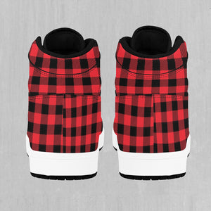 Red Checkered Plaid High Top Sneakers