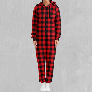 Red Checkered Plaid Jumpsuit