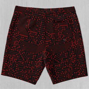 Red Cybernetic Board Shorts