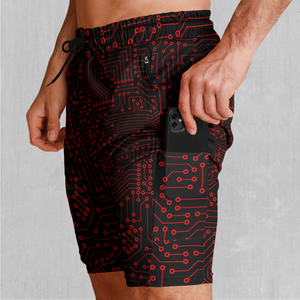 Red Cybernetic Men's 2 in 1 Shorts
