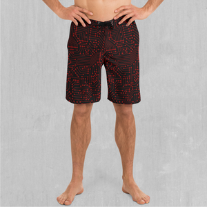Red Cybernetic Board Shorts