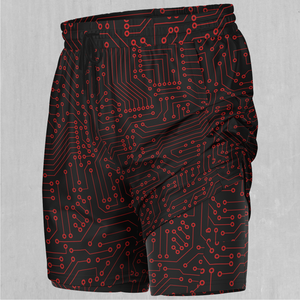 Red Cybernetic Men's 2 in 1 Shorts
