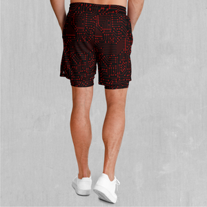 Red Cybernetic Men's 2 in 1 Shorts