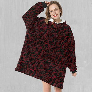 Red Topographic Blanket Hoodie