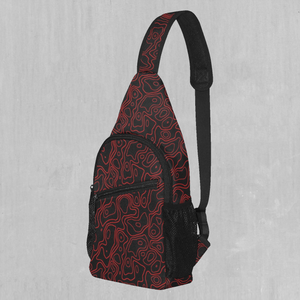 Red Topographic Sling Bag