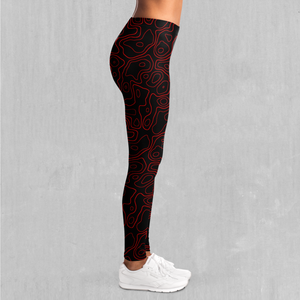 Red Topographic Leggings - Azimuth Clothing