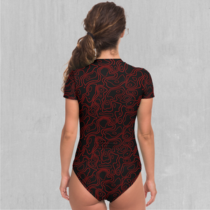 Red Topographic Short Sleeve Bodysuit