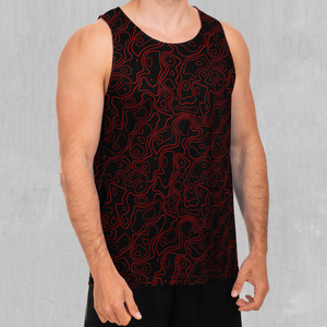 Red Topographic Men's Tank Top - Azimuth Clothing