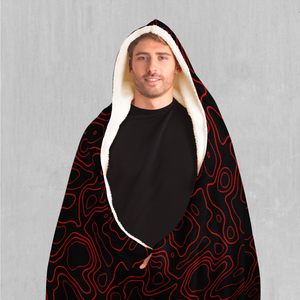 Red Topographic Hooded Blanket