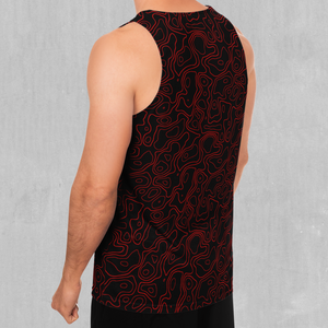 Red Topographic Men's Tank Top - Azimuth Clothing