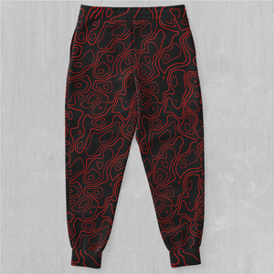 Red Topographic Joggers