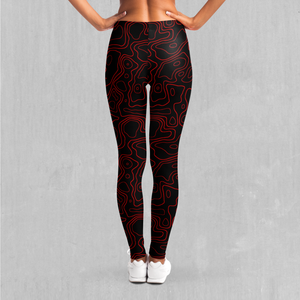 Red Topographic Leggings - Azimuth Clothing