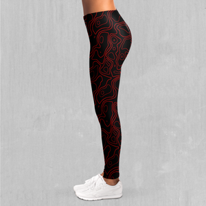 Red Topographic Leggings - Azimuth Clothing