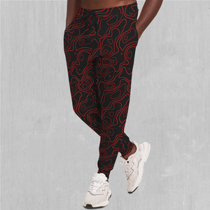 Red Topographic Joggers