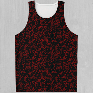 Red Topographic Men's Tank Top - Azimuth Clothing