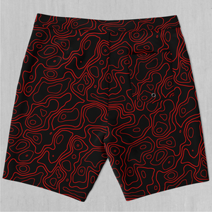 Red Topographic Board Shorts