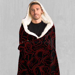 Red Topographic Hooded Blanket