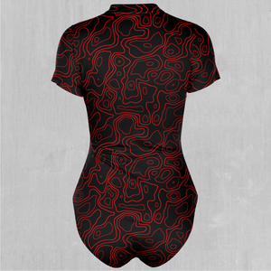Red Topographic Short Sleeve Bodysuit