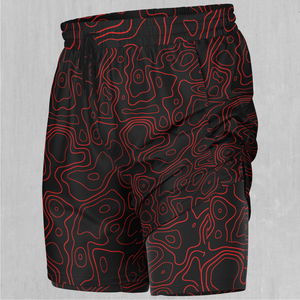 Red Topographic Men's 2 in 1 Shorts