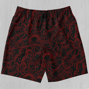 Red Topographic Shorts