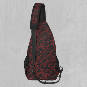 Red Topographic Sling Bag
