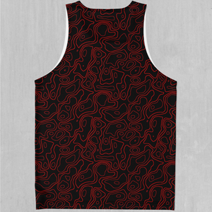 Red Topographic Men's Tank Top - Azimuth Clothing