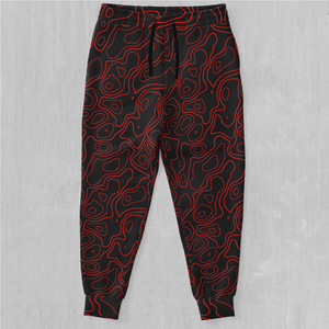 Red Topographic Joggers