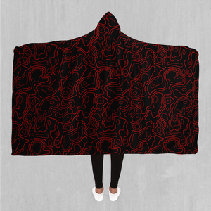 Red Topographic Hooded Blanket