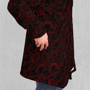 Red Topographic Cloak - Azimuth Clothing