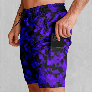 Royalty Purple Camo Men's 2 in 1 Shorts