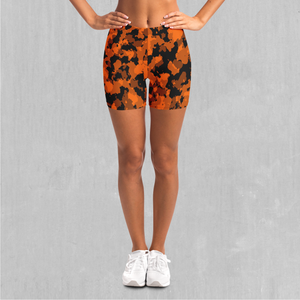 Savage Orange Camo Yoga Shorts