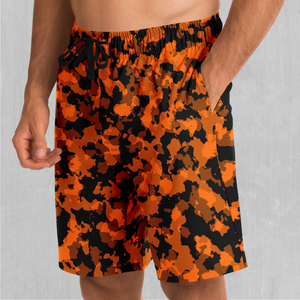 Savage Orange Camo Shorts - Festival Clothing, Rave Outfits, EDM Gear