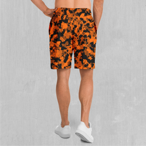 Savage Orange Camo Shorts - Festival Clothing, Rave Outfits, EDM Gear