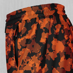 Savage Orange Camo Men's 2 in 1 Shorts