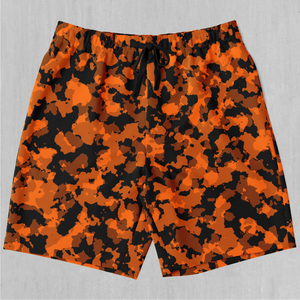 Savage Orange Camo Shorts - Festival Clothing, Rave Outfits, EDM Gear