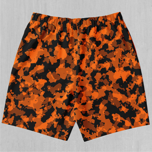 Savage Orange Camo Shorts - Festival Clothing, Rave Outfits, EDM Gear