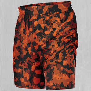 Savage Orange Camo Men's 2 in 1 Shorts
